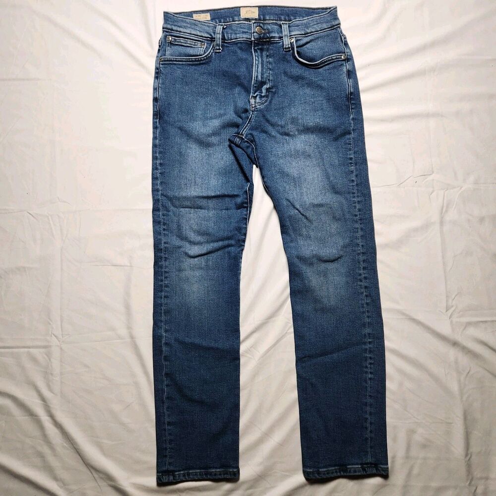 J Crew Mens 31X29 770 Straight Leg Medium Wash Denim Jeans Blue Stretch